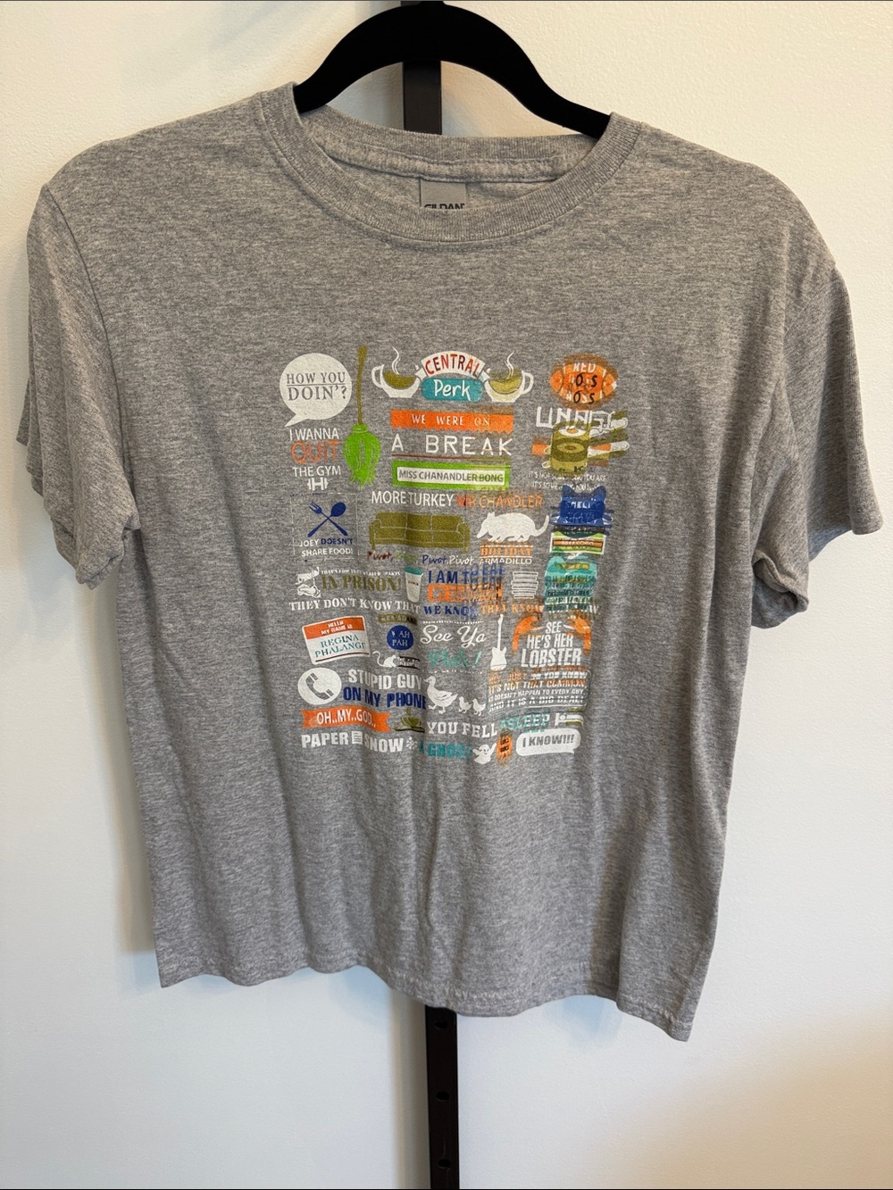 Gildan Gray Short Sleeve Friends Tee with Multi-Color Central Perk Graphic